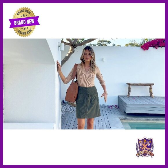 High Waisted Corduroy A-Line Mini Skirt with Pockets - Picture 7 of 7